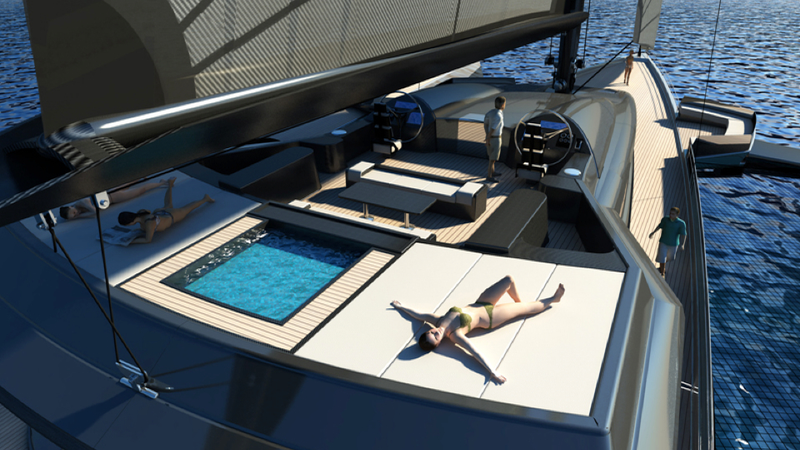 Illustration for article titled The World's Largest Sailing Trimaran Has A Garage For Your McLaren